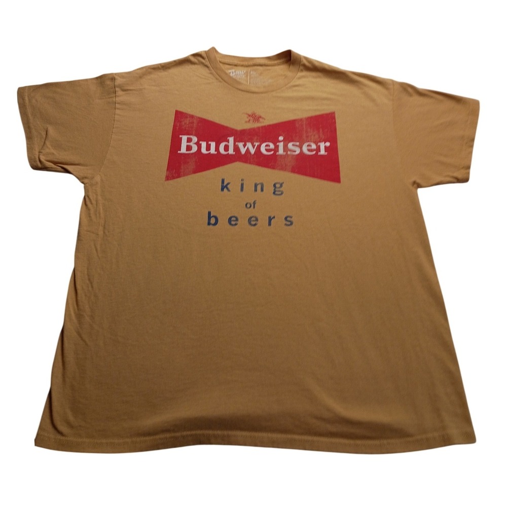 Brew City Budweiser T-Shirt Men's XL King of Beers Graphic Gold Yellow Tee